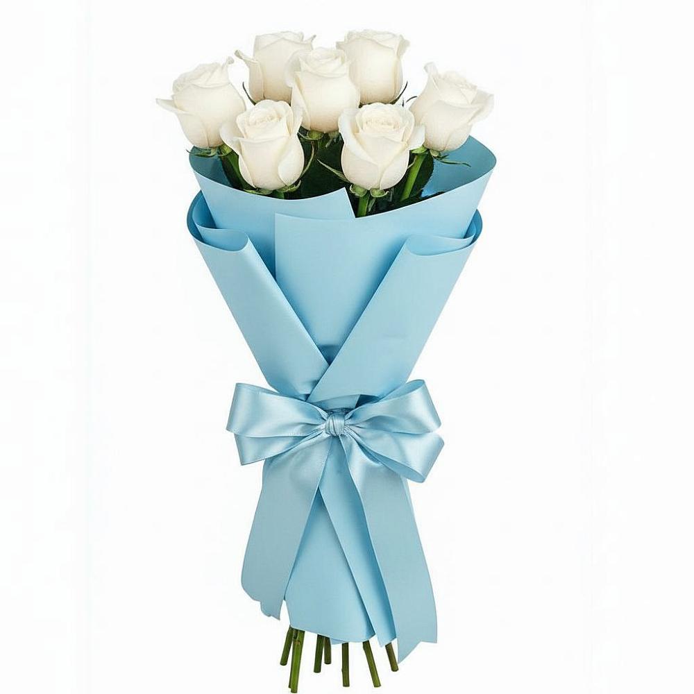 Букет 7 белых роз Проуд в Удобной Краснодарский край