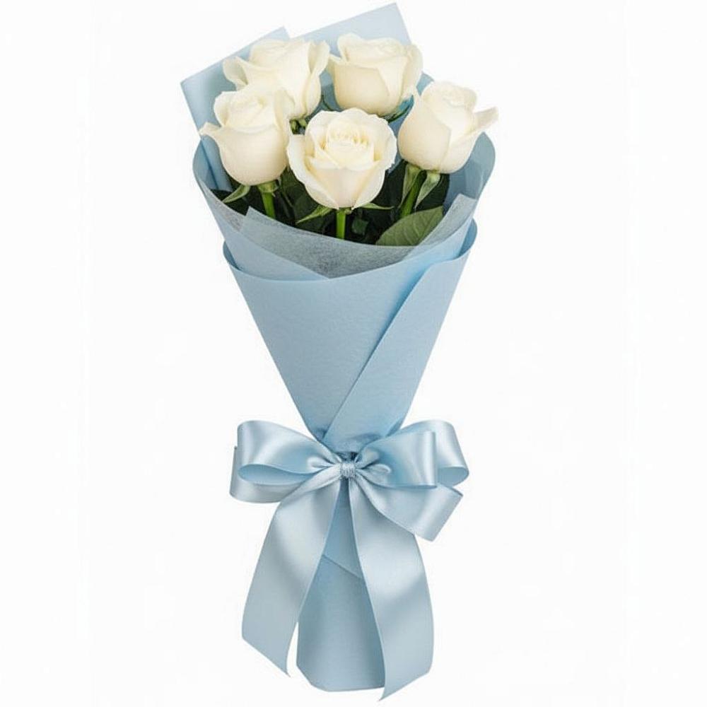 Букет 5 Белых роз Проуд в Удобной Краснодарский край
