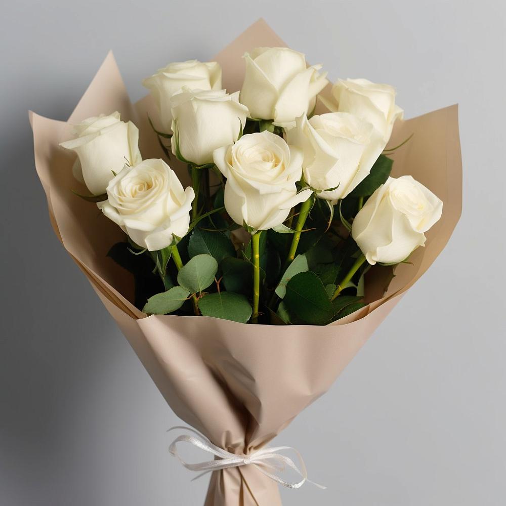 Букет 9 Белых роз Эдлесс Лав в Удобной Краснодарский край