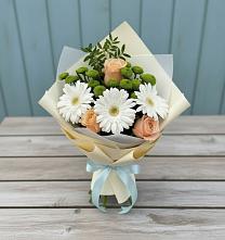 Букет цветов из:  Герберы, Розы и Хризантемы #REPLACE_PRED# Удобной Краснодарский край