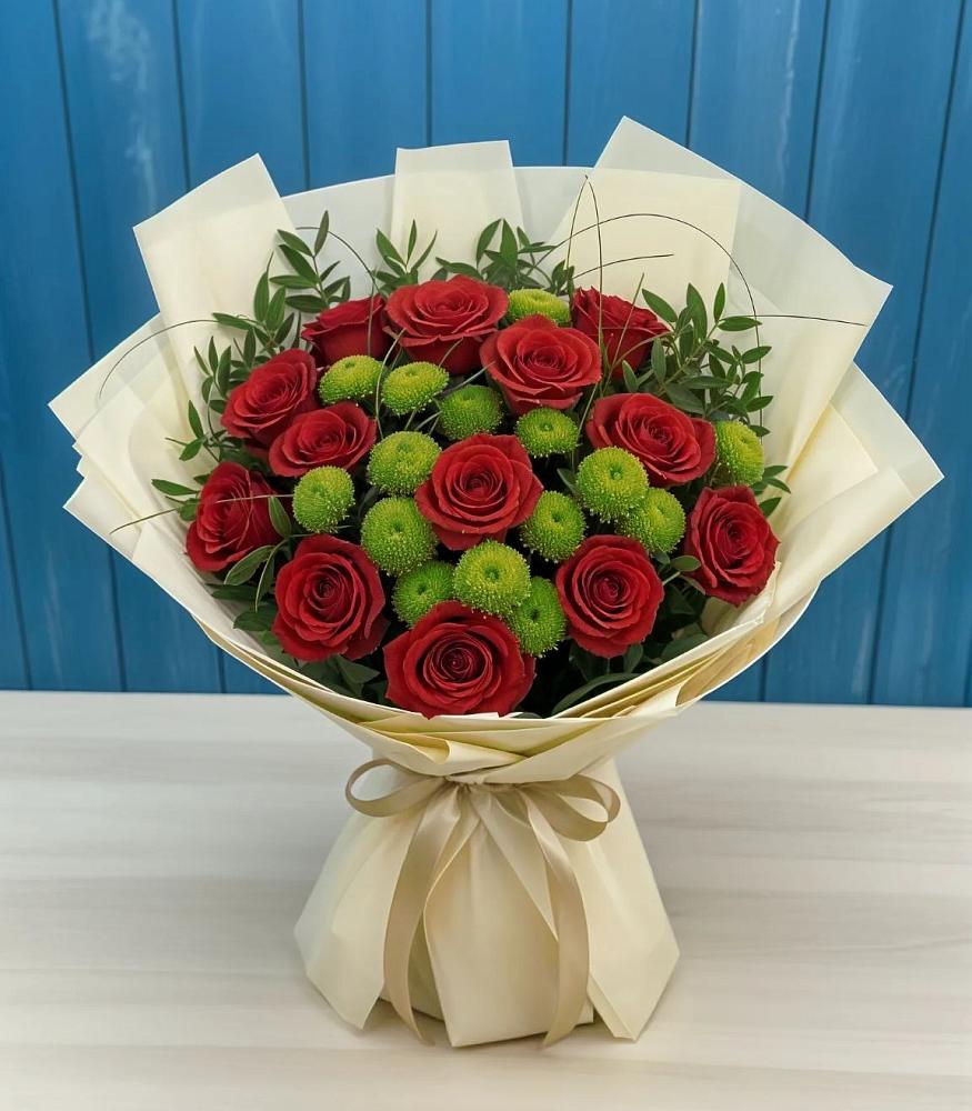 Букет цветов из: Розы и Хризантемы в Удобной Краснодарский край